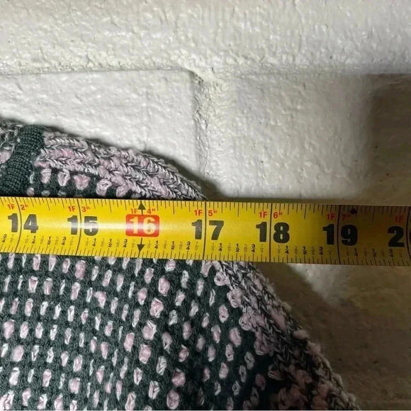 Doncaster Pink & Green Knit Short Sleeve Zip Up Sweater - Picture 8 of 9